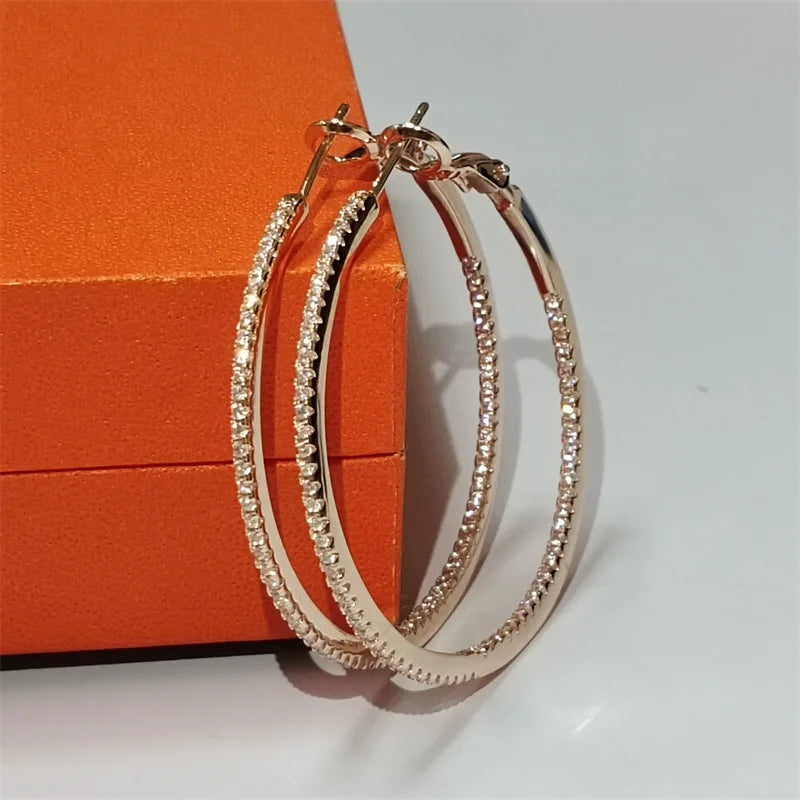 Senlissi -Diamond Hoop Earrings Real Money 925 Silver earrings original certified Fashion Earring Cерьги Kольца Ring Gold Filled