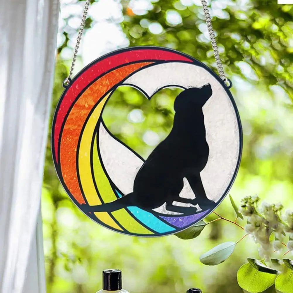 Pet Pendant Dog Suncatcher Bright Color Fade-resistant Pet Loss Ornament for Dog Lovers Meaningful Pet Supplies Gifts Outdoor