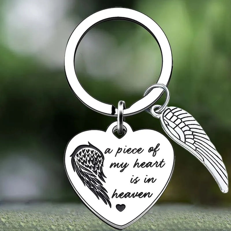 Cute Loss Memorial Keychain in Memory of Mom Dad Key Chain Pendant Jewelry Daughter Son Mom Dad Sympathy Gift