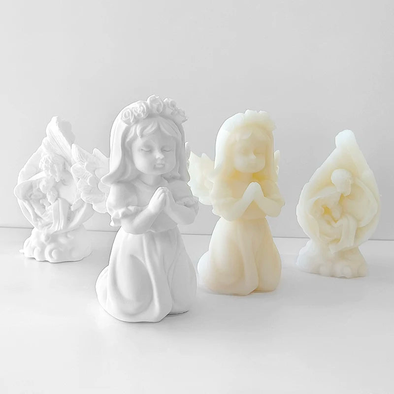 3D Prayer Angel Creative Candle Silicone Mold DIY Plaster Epoxy Resin Ornament Mould Handmade Soap Candle Making Supplies