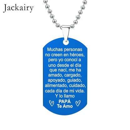 Spanish Keychain Gifts for Papá Best Fathers Day Gift Stainless Steel Charms Family Jewelry Keyring Pendant Necklace for Men