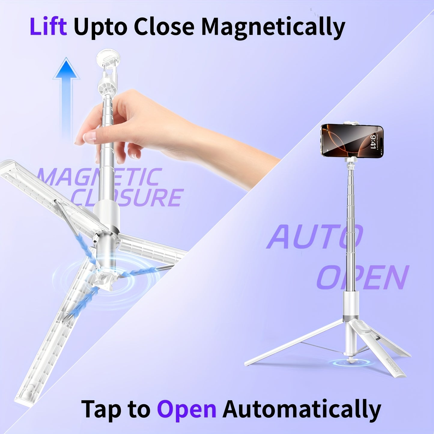 Auto Open/Close Cell Phone Tripod Stand 70.87inch Phone Tripod, Selfie Stick Tripod with Remote, Tripod for Phone, Tripod Stand for Phone 360 Rotation, Portable Travel Tripod for YouTube TikTok Videos Live Streaming Photograp