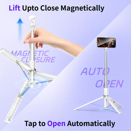Auto Open/Close Cell Phone Tripod Stand 70.87inch Phone Tripod, Selfie Stick Tripod with Remote, Tripod for Phone, Tripod Stand for Phone 360 Rotation, Portable Travel Tripod for YouTube TikTok Videos Live Streaming Photograp