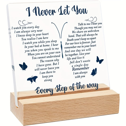 1pc, Sympathy Gift, Loss Of Loved One Loss Of Family Member Condolence Gifts Sentimental Gifts For Home Table Decorations - Clear Plaque Sign With Wooden Stand (Style 4)