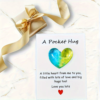 1pc, Pocket Hug Poem Card - Isolation Gift, Hug Token, Thinking Of You - Cute Resin Decoration With Encouraging Greeting Card - Special Birthday Wedding Party Valentines Easter Gift - Home Decor, Room Decor