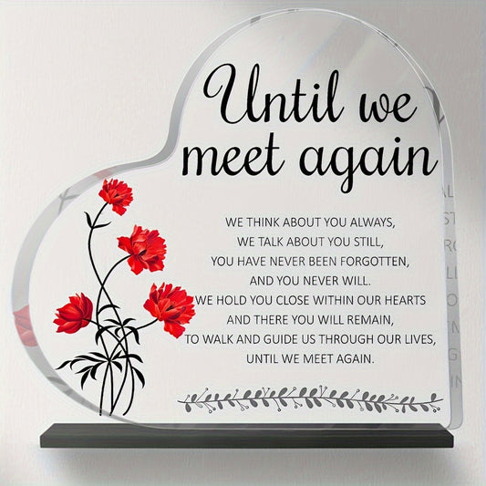 1pc, Red Red Coat Bishop Gift Sympathy Gift For Loss Of A Friend Memorial Gift Sympathy Decoration Acrylic Glass Heart Memorial Gift Table Centerpiece Memorial Decoration (4" X 4"/10cm X 10cm)