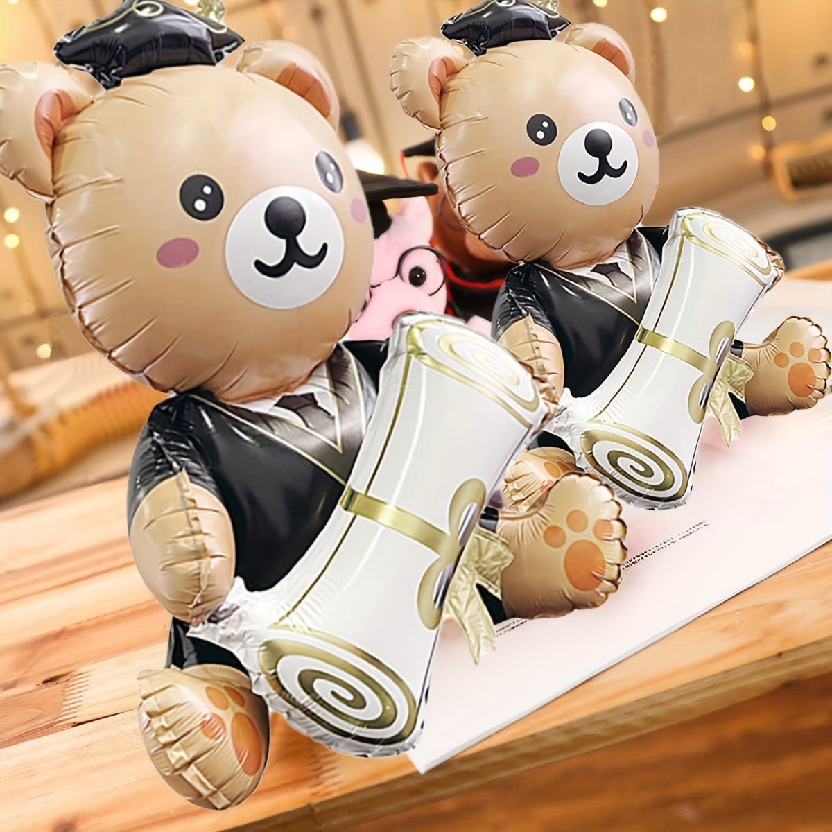 1pc, 38 Inch Cute Holding Graduation Bear Aluminum Film Balloon, Graduation Party Balloon - Perfect For School Events And Campus Decoration