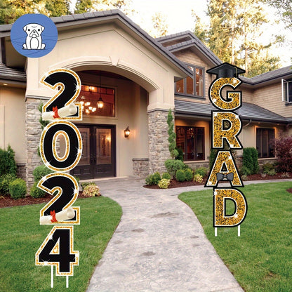 4pcs 2024 Graduation Season Yard Sign with Stakes - School and College Grad Party Decorations and Supplies