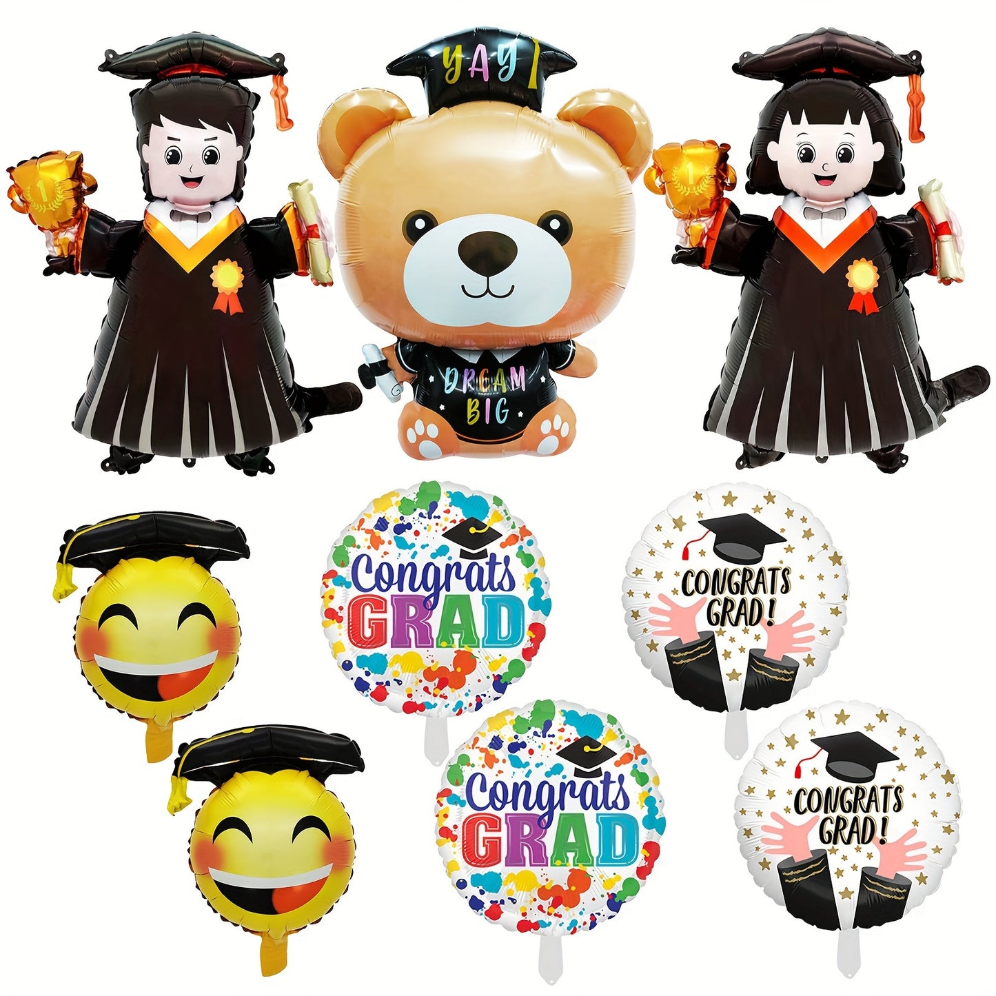 9pcs, Graduation Balloons Large Graduation Congrats Grad Foil Balloons For Class Of Graduation Party Supplies Boys Girls Balloons Congrats Grad Balloons Kindergarten University Graduation Party Decorations