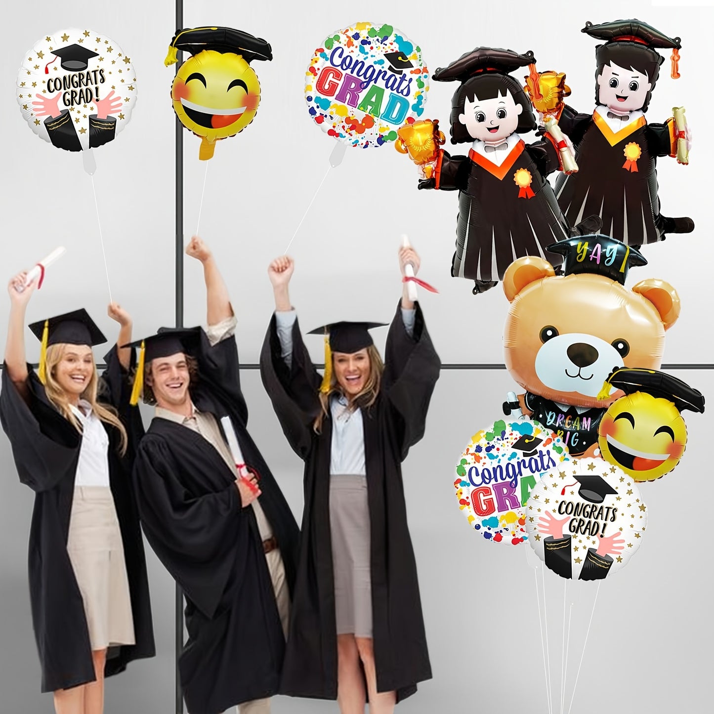 9pcs, Graduation Balloons Large Graduation Congrats Grad Foil Balloons For Class Of Graduation Party Supplies Boys Girls Balloons Congrats Grad Balloons Kindergarten University Graduation Party Decorations