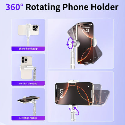 Auto Open/Close Cell Phone Tripod Stand 70.87inch Phone Tripod, Selfie Stick Tripod with Remote, Tripod for Phone, Tripod Stand for Phone 360 Rotation, Portable Travel Tripod for YouTube TikTok Videos Live Streaming Photograp