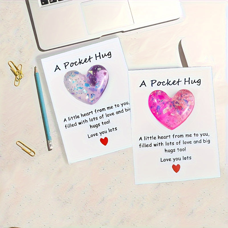 1pc, Pocket Hug Poem Card - Isolation Gift, Hug Token, Thinking Of You - Cute Resin Decoration With Encouraging Greeting Card - Special Birthday Wedding Party Valentines Easter Gift - Home Decor, Room Decor