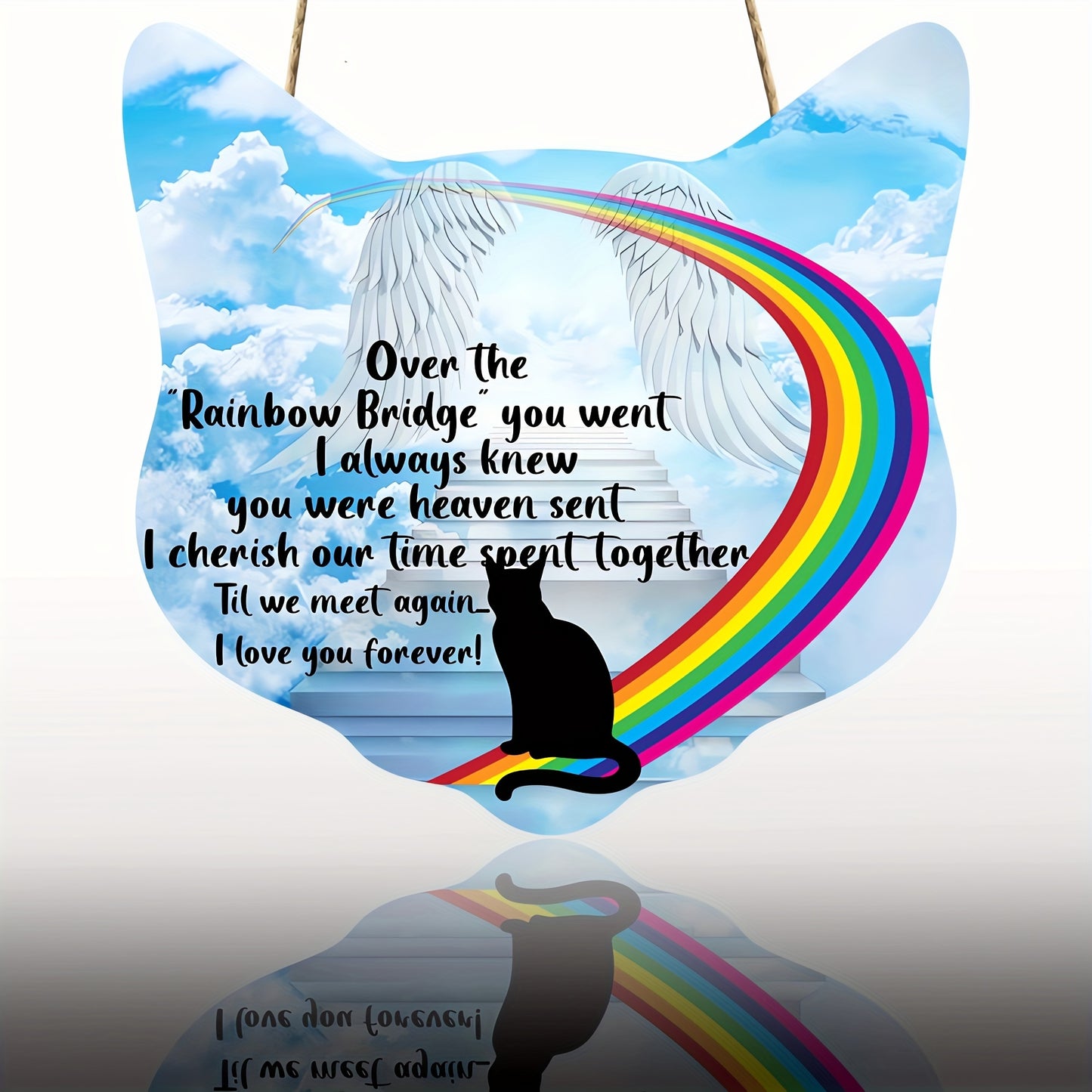 1pc, Rainbow Bridge Cat Memorial Hanging Decoration - Sympathy Gift for Cat Lovers