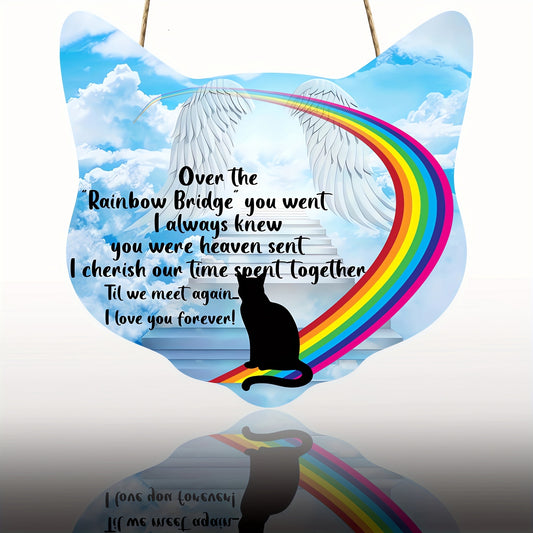 1pc, Rainbow Bridge Cat Memorial Hanging Decoration - Sympathy Gift for Cat Lovers