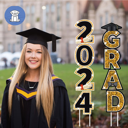 4pcs 2024 Graduation Season Yard Sign with Stakes - School and College Grad Party Decorations and Supplies